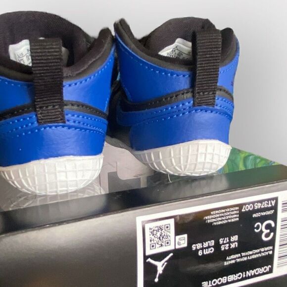 Nike Air Jordan 1 Crib Booties Sneaker Royal Black AT3745-007 Infant size 3C New - Picture 6 of 10